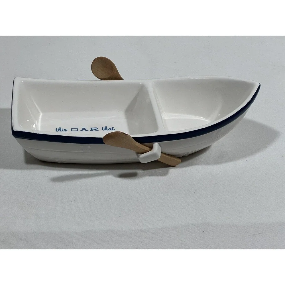 Twos Company Nautical Rowboat‎ Serving Dish Set Coastal Cottage Decor
